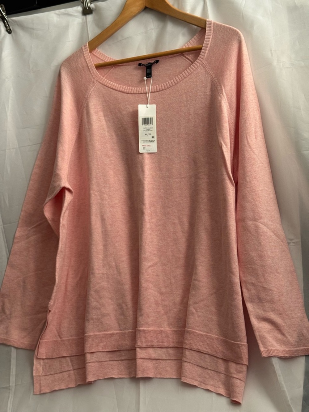 Eileen Fisher women silk/cotton Light Pink Long Sleeve Knit Sweater, XL